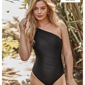 Summersalt Black One-Shoulder Swim One Piece